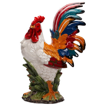 White Harvest Rooster Figurine 15 3/4"H