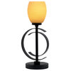 1-Light Table Lamp, Matte Black Finish, 5" Cayenne Linen Glass