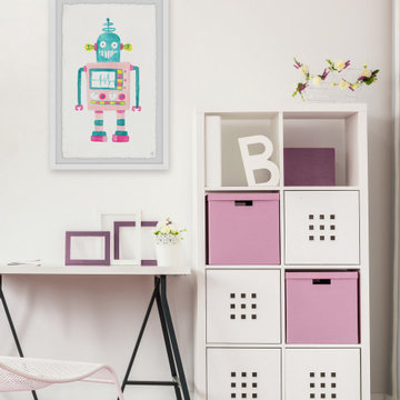 "Girly Robot" Framed Painting Print