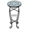 vidaXL Side Table Mosaic Table Patio Flower Pot Stand Green White Ceramic