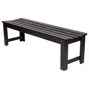 Shine Company 5' Backless Garden Bench With HYDRO-TEX, Black