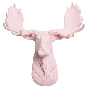 Mini Faux Moose Head Wall Mount, Cameo Pink