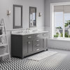 Madison Cashmere Gray Bathroom Vanity, Cashmere Gray, 72" Wide, Two Mirrors, Two