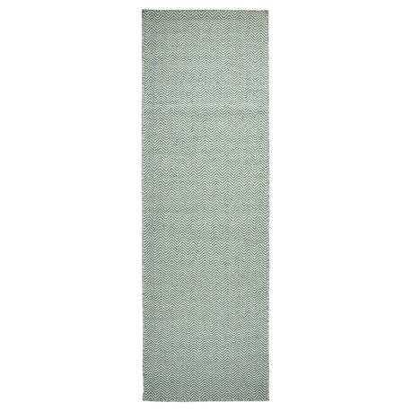 Twist 2'6" x 8' Chevron Green Off White Hand Woven Area Rug