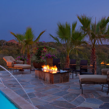 Infinity Edge Pool With Fire Feature
