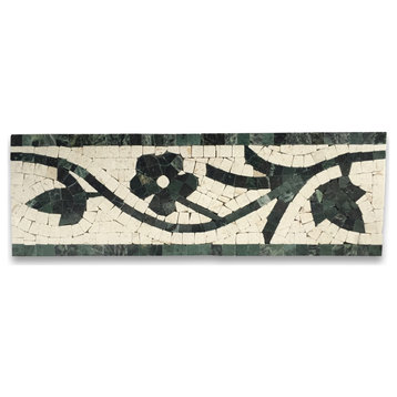 Marble Mosaic Border Listello Accent Tile Azalea Green 4x12 Polished, 1 piece