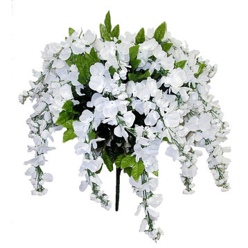15 Stems Wisteria Long Hanging Bush Flowers, White