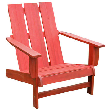 Royal Fiji Acacia Large Square Back Adirondack Chair, Barn Red