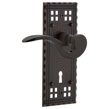 Craftsman Plate With Keyhole Manor Lever, Timeless Bronze, Passage, Non-Handed