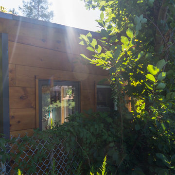 Modern Art Studio Natural 1x12 Pine Siding fully Insulated