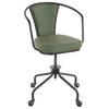 Oregon Upholstered Task Chair, Black Metal, Green Pu