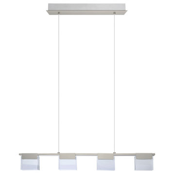 Vicino 4-Light LED Linear Pendant, Matte Nickel, Frosted Clear Glass