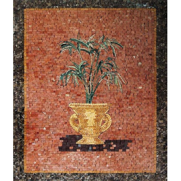 Mosaic Wall Art, Golden Pot, 41"x46"
