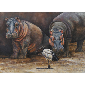 "Baby Hippos" Canvas Art, 36"x24"