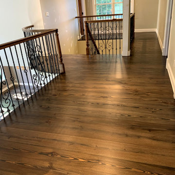 GREAT RIVER: WIDE PLANK HEART PINE REFINISHED W/ CUSTOM STAIN & BONA TRAFFIC HD