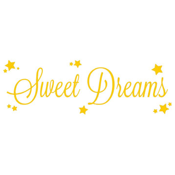 Decal Vinyl Wall Sticker Sweet Dreams Star Quote, Yellow
