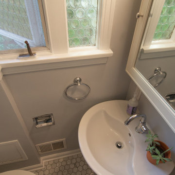 Urban Bath with pedestal sink combined with industrial slider