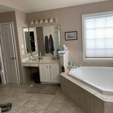Bathroom Remodeling With Corner Tub, Standing Shower, Sink & Extra Cabinet Space