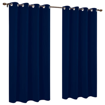 Set of 2 Blackout Curtain Panels, Navy Blue, 54"x96"