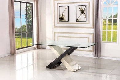 Criss Cross Modern Glass Dining Table