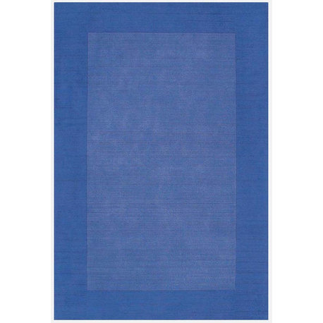 Bordered Hand-Tufted Wool Rug, Blue, 5'x8'