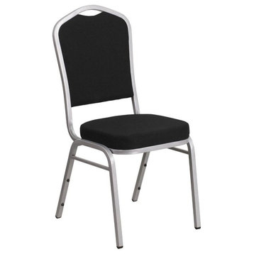 Bowery Hill Fabric/Steel Banquet Stack Chair in Silver/Black