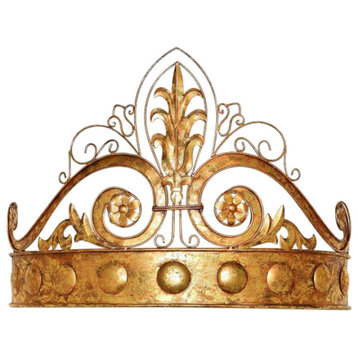 Ornate Gold Scrollwork Bed Crown Tester Wrought Iron Cast Baroque Antique Style