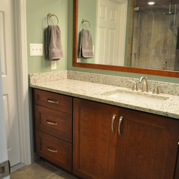 Transitional Bathroom Design with Rain Shower