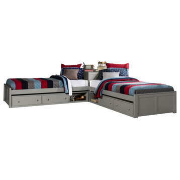 Hillsdale Pulse Wood Twin L-Shaped Bed With 2 Storage Units