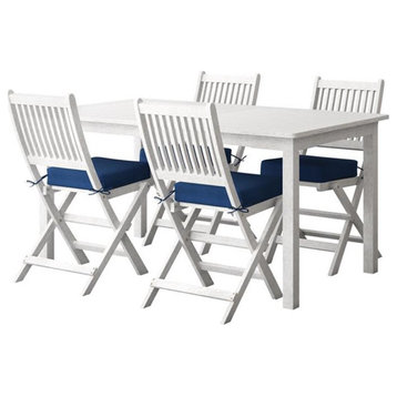 Afuera Living 5 Piece White Washed Wood Outdoor Dining Set