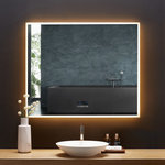 Ancerre Designs - Immersion LED Frameless Mirror, 48" - The Immersion LED mirror exquisitely handcrafted by Ancerre Designs artisans features Bluetooth speakers, a defogger, and a beautiful digital display showing, time, temperature, day, date and month. Our Immersion collection illuminates BRIGHTER and WITH EVEN lighting dispersion, more than other standard LED mirrors. There is a significant difference when you compare it side by side. We maximize the full use of the mirror by placing the LED surface area on the outer borders of our mirrors. With years in development, we wanted to offer our customers not only a quality build but also stunning designs and simple technology to make any bathroom enjoyable. You can pair our LED mirrors with any of our bathroom vanity collections.
