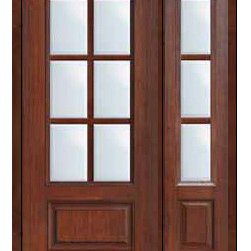 Prehung French Sidelite Door 80 Fiberglass 3/4 Lite 6 Lite SDL Glass - Patio Doors