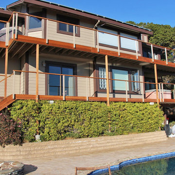Cable Railing w/ Clay Aluminum Posts for Two-Story Deck System in Novato, CA