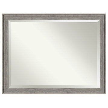 Regis Barnwood Grey Beveled Wood Wall Mirror 44.5 x 34.5 in.