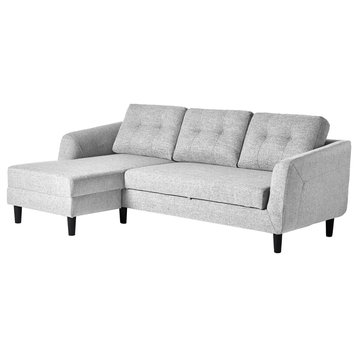Left Facing Chaise Convertible Sofa Bed in Light Grey