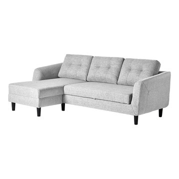 Left Facing Chaise Convertible Sofa Bed in Light Grey