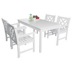 More4Home - Heraldo 5-Piece White Wood Patio Table and Armchair Dining Set - The Bradley Outdoor Patio 5-piece Wood Dining Set is designed to be maintenance free.  Every piece is carefully Finished with a beautiful, multi-coated and weather-resistant paint that will not fade due to over exposure in the sun. It will maintain its new look from the first day and for years to come.