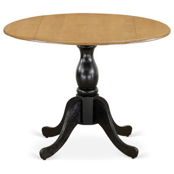 DST-OBK-TP - Dining Table - Oak Table Top and Black Pedestal Leg Finish