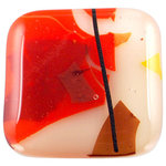 Glass Storm Studios - Autumn Handmade Knob - Knobs measure approximately 1.25" square and pulls measure approximately .75" x 4.25" with a 3" center to center. Hardware has a brushed nickel finish and uses a standard 8-32 screw.