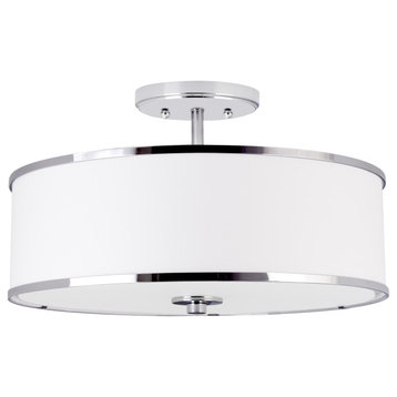 Kira Home Chloe 15" Retro Ceiling Light, White Drum Shade, LED Compatible, Round