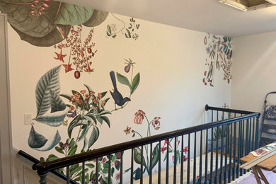 Hallway - modern wallpaper hallway idea in New York