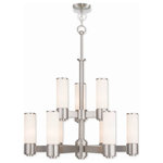 Livex Lighting - Livex Lighting 52109-35 Weston - Nine Light 2-Tier Chandelier - This stunning design features a polished nickel fiWeston Nine Light 2- Polished Nickel Sati *UL Approved: YES Energy Star Qualified: n/a ADA Certified: n/a  *Number of Lights: Lamp: 9-*Wattage:60w Candelabra Base bulb(s) *Bulb Included:No *Bulb Type:Candelabra Base *Finish Type:Polished Nickel