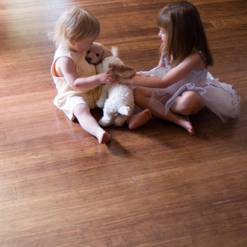 Kid-Friendly Chestnut Colored Bamboo Floor