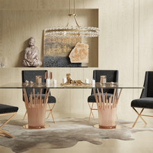 Modern Paxton Glass  Rosegold Dining Collection Florida