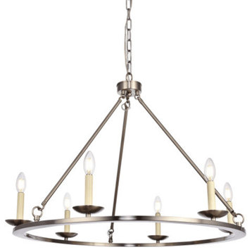 Maine Collection Chandelier, 32.4"x23.25", 6-Light, Burnished Nickel