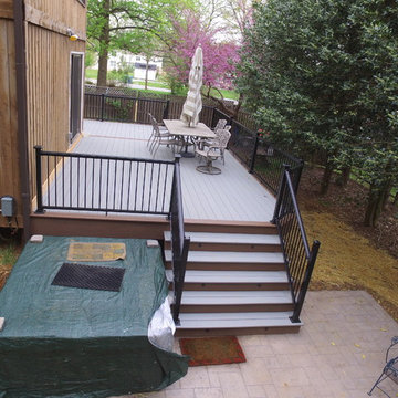 Timbertech Deck with Lights and Stamped Concrete