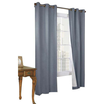 Thermalogic Weather Cotton Fabric Grommet Top Window Panel Pair Blue