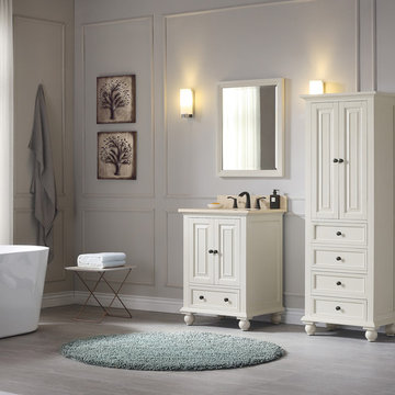 Avanity Thompson 25 in. Vanity Combo in French White finish with Galala Beige