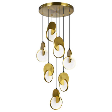 Tranche LED Pendant With Brushed Brass Finish