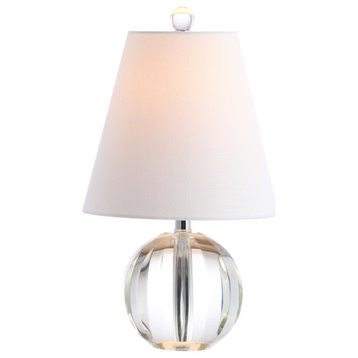 Goddard 16" Crystal Ball and Metal LED Table Lamp, Clear